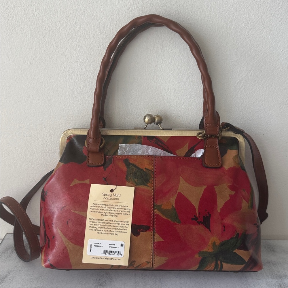 Patricia Nash Floral Leather Frame Robine Shoulder Crossbody Handbag Spring Mult - Picture 5 of 11